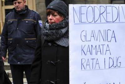 PROTEST ČLANOVA UDRUŽENJA "ŠVICARAC": Korisnici kredita su još uvijek tu
